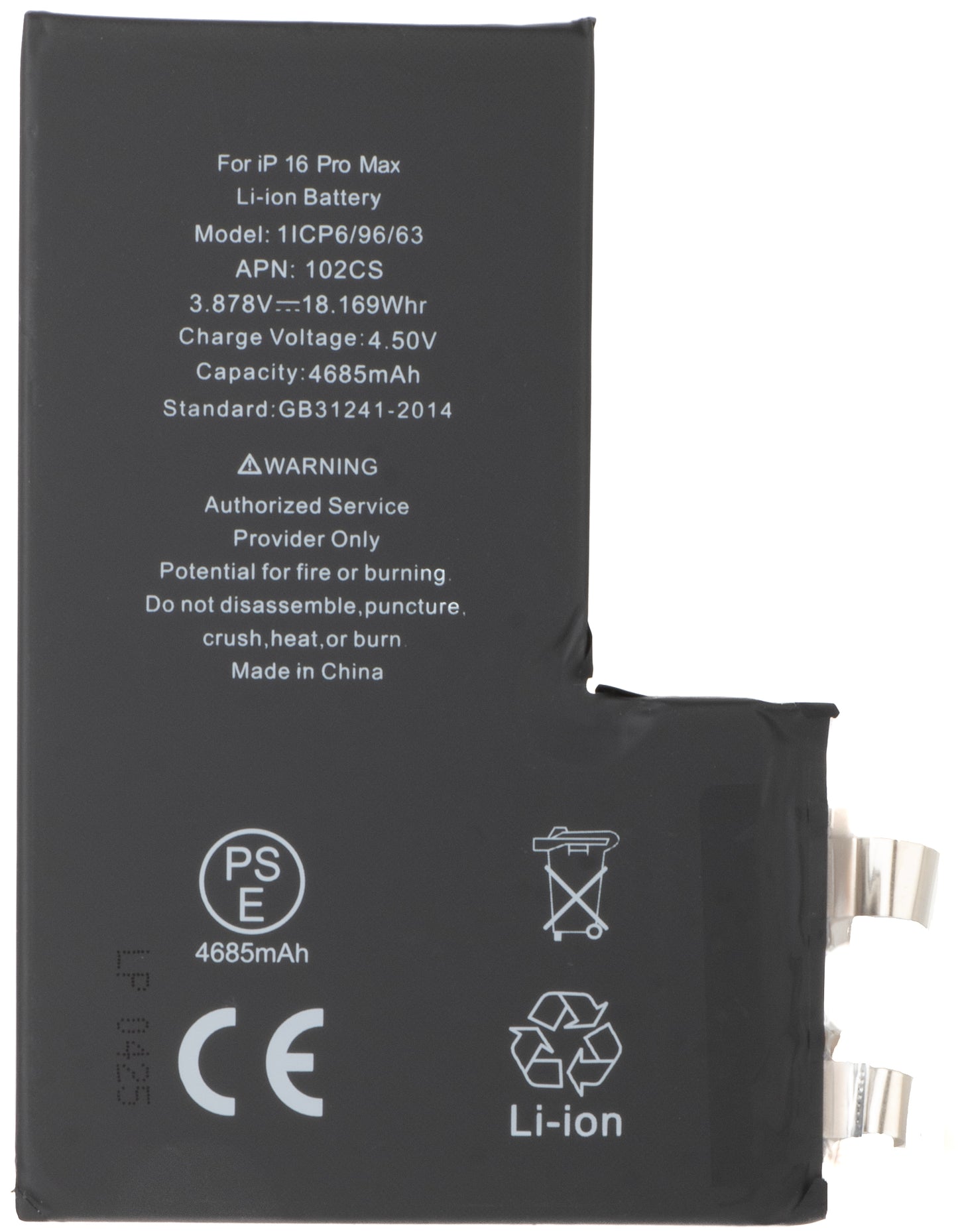 Battery for Apple iPhone 16 Pro Max, without Flex BMS Band