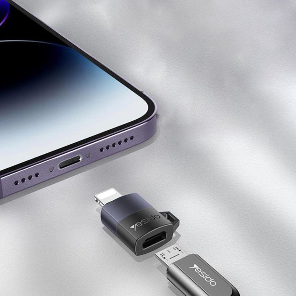 MicroUSB - Lightning Data and Charging Adapter Yesido GS30, Gray