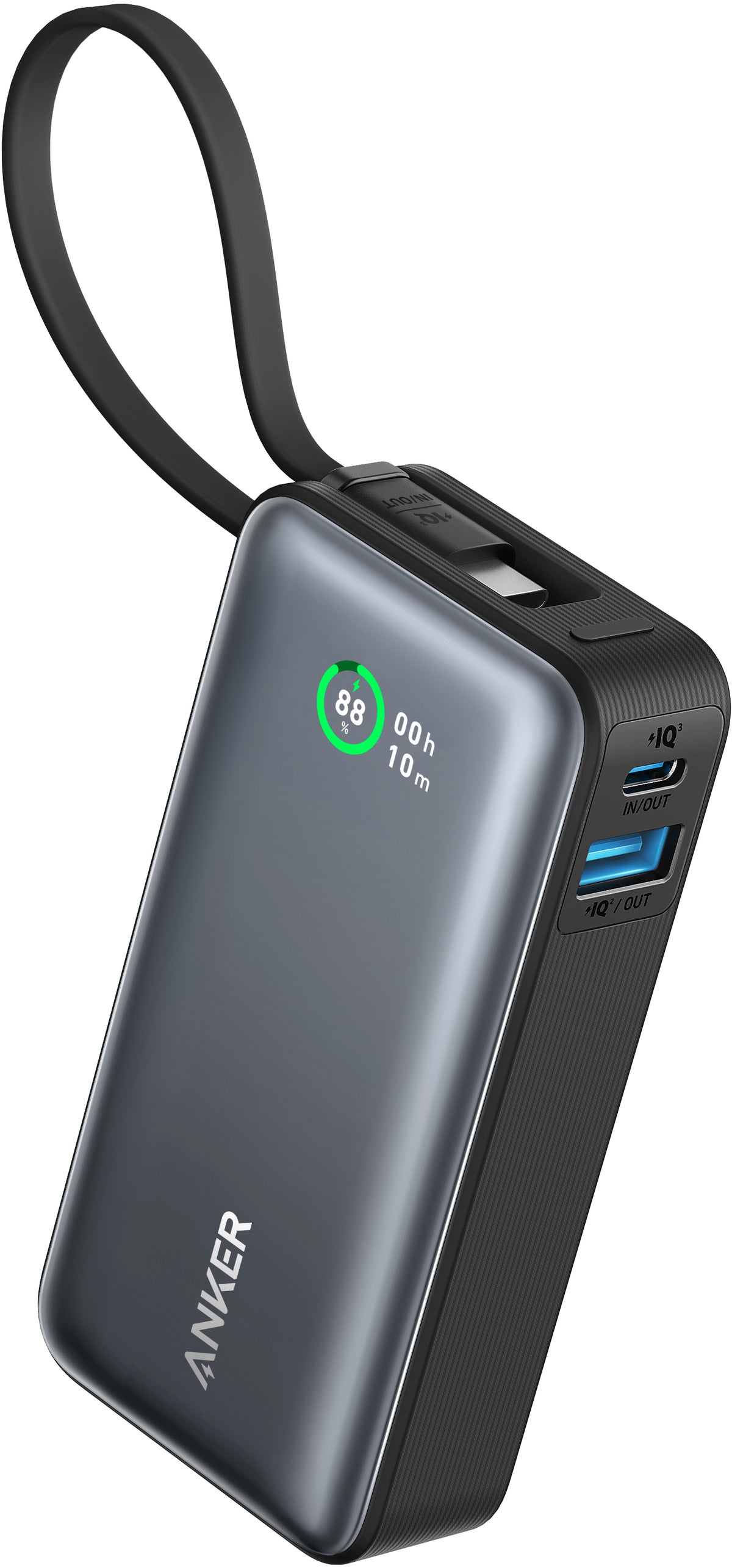 Anker Nano External Battery, 10000mAh, 30W, QC + PD, 1 x USB-A - 2 x USB-C, Black A1259G11