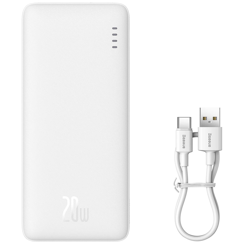 External Battery Baseus Airpow, 10000mAh, 20W, QC + PD, 1 x USB-A - 1 x USB-C, White