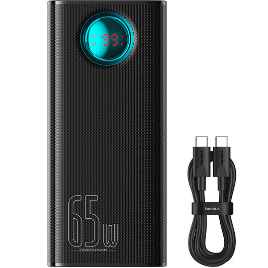 Baseus Amblight External Battery with Digital Display, 26800mAh, 65W, QC + PD, 1 x USB-C - 4 x USB-A, Black P10022402113-00
