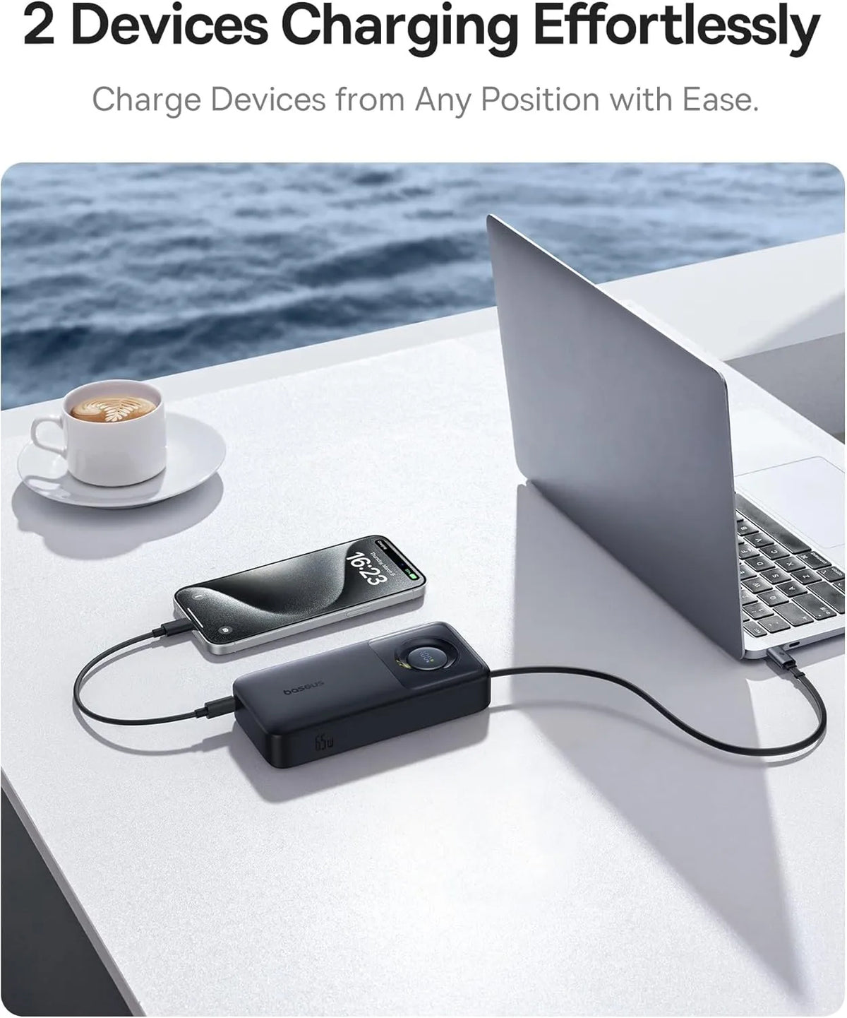 Baseus Free2Pull External Battery, 20000mAh, 65W, PD, 2 x USB-C, Black P10073700123-00