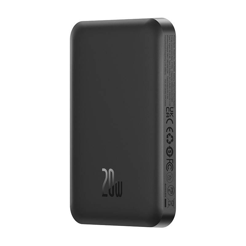 External Wireless Battery Baseus Magnetic Mini, 5000mAh, 20W, PD + FQI, 1 x QI - 1 x USB-C, Black P10022107113-00