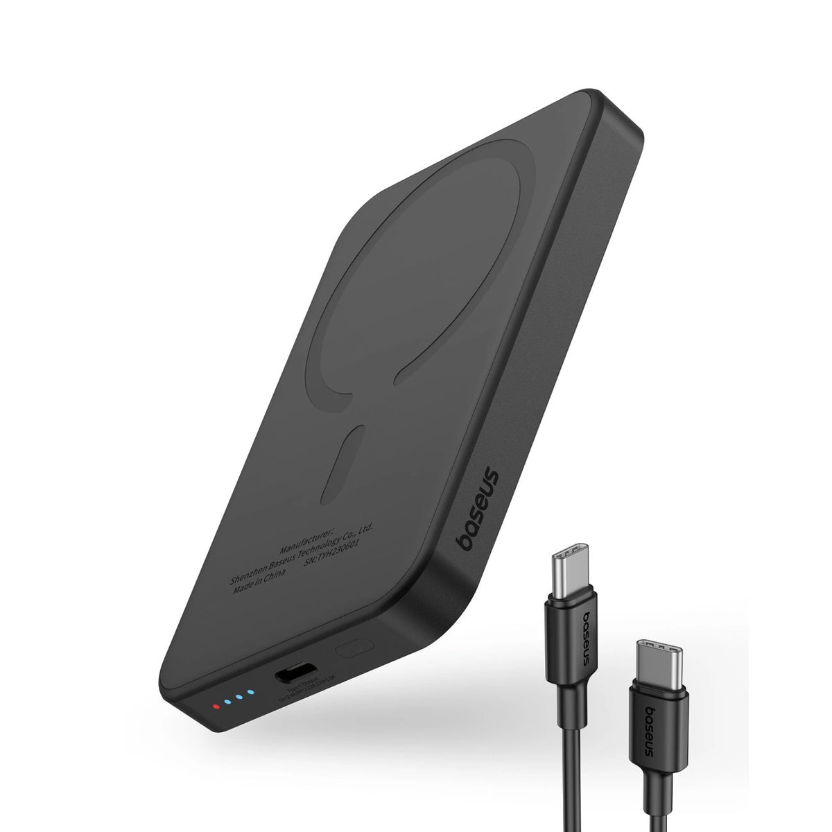 External Wireless Battery Baseus Magnetic Mini, 5000mAh, 20W, PD + FQI, 1 x QI - 1 x USB-C, Black P10022107113-00