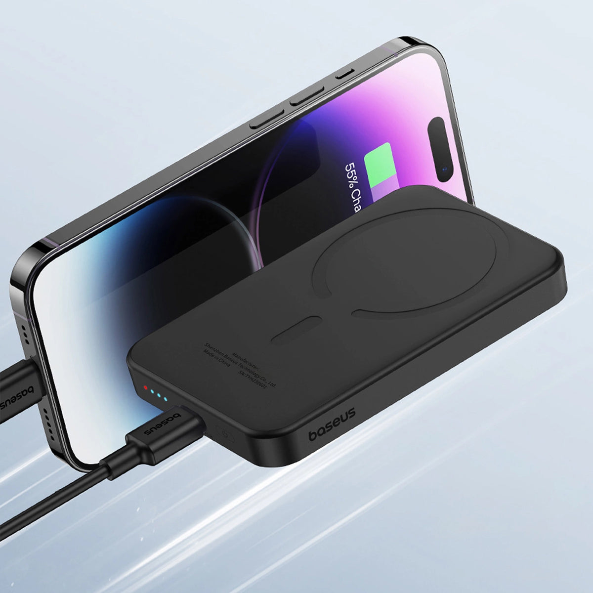 External Wireless Battery Baseus Magnetic Mini, 5000mAh, 20W, PD + FQI, 1 x QI - 1 x USB-C, Black P10022107113-00