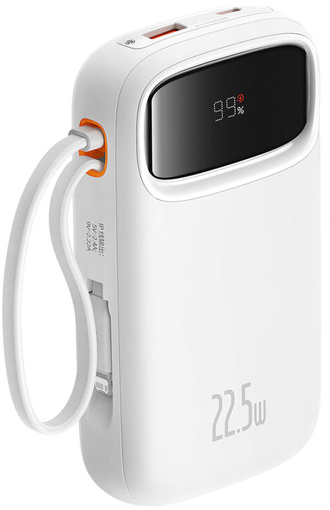 Baseus Qpow2 External Battery, 10000mAh, 22.5W, QC + PD, 1 x Lightning - 1 x USB-A - 2 x USB-C, White P10055003223-00