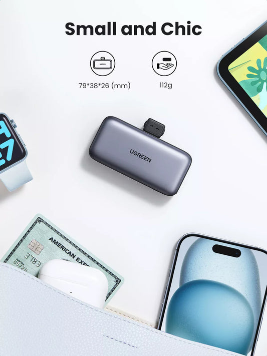 UGREEN PB503 External Battery, 5000mAh, 22.5W, PD, 1 x USB-C, Grey