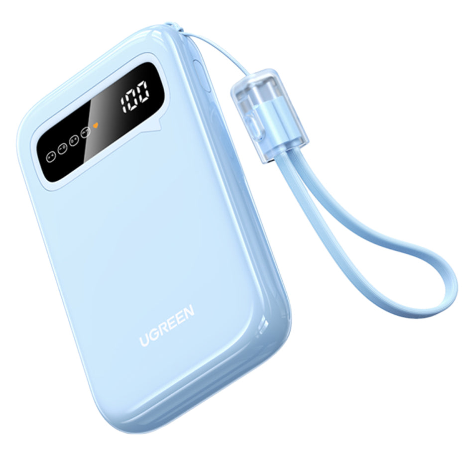 UGREEN PB522 External Battery, 10000mAh, 20W, QC + PD, 1 x USB-A - 1 x USB-C, Blue