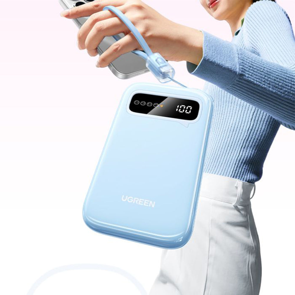 UGREEN PB522 External Battery, 10000mAh, 20W, QC + PD, 1 x USB-A - 1 x USB-C, Blue