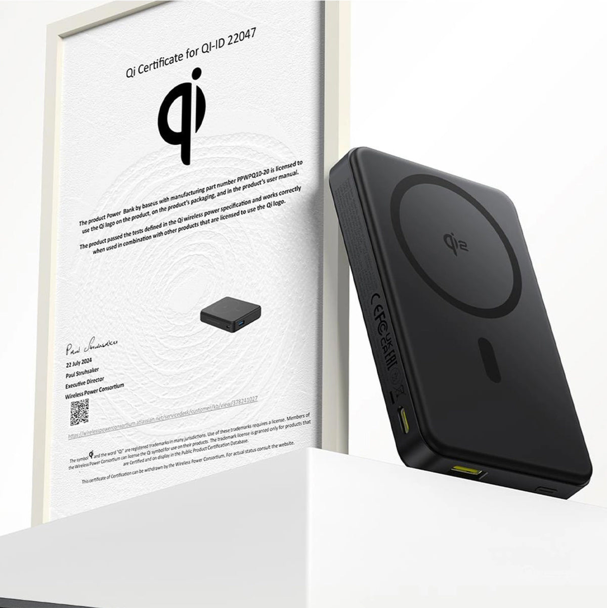 External Wireless Battery Baseus Airpow2 Qi2, 10000mAh, 22.5W, QC + PD + FQI, 1 x QI - 1 x USB-A - 1 x USB-C, Black P10080000123-00
