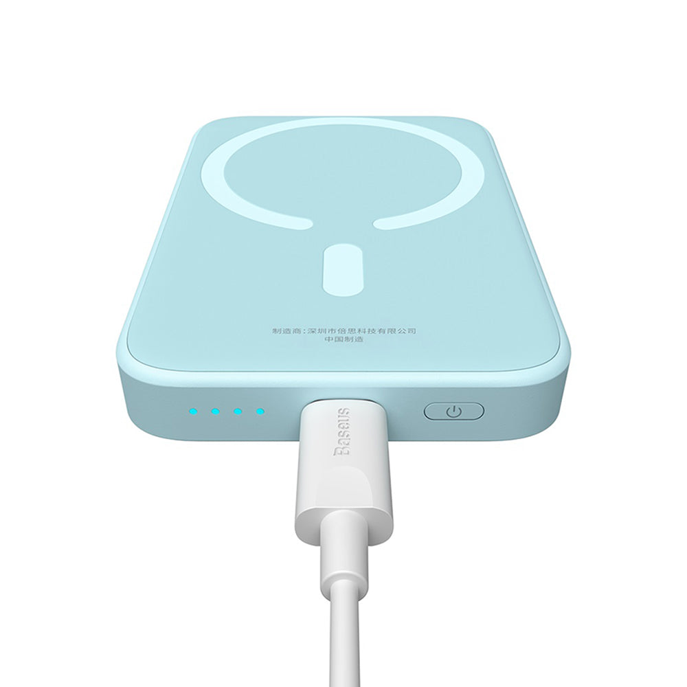 External Wireless Battery Baseus Mini Air, 6000mAh, 20W, PD + FQI, 1 x QI - 1 x USB-C, Blue P10059002313-00