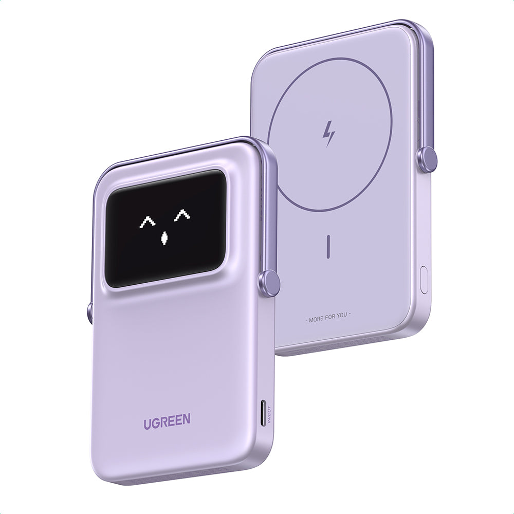 UGREEN PB571 Uno Wireless External Battery, 5000mAh, 20W, PD + FQI, 1 x QI - 1 x USB-C, Purple