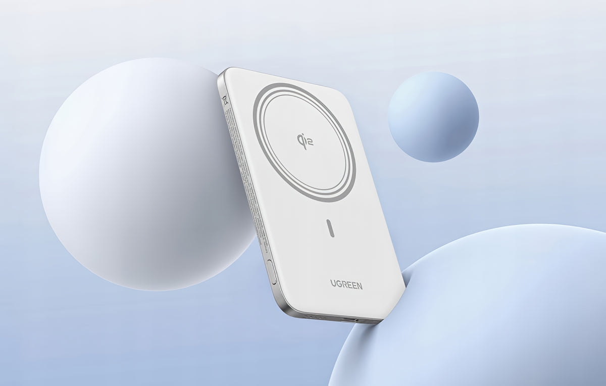 UGREEN PB580 Wireless External Battery (95931B), 5000mAh, 20W, PD + FQI, 1 x QI - 1 x USB-C, White