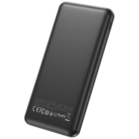 XO Design PB312 External Battery, 10000mAh, 10W, 2 x USB-A, Black