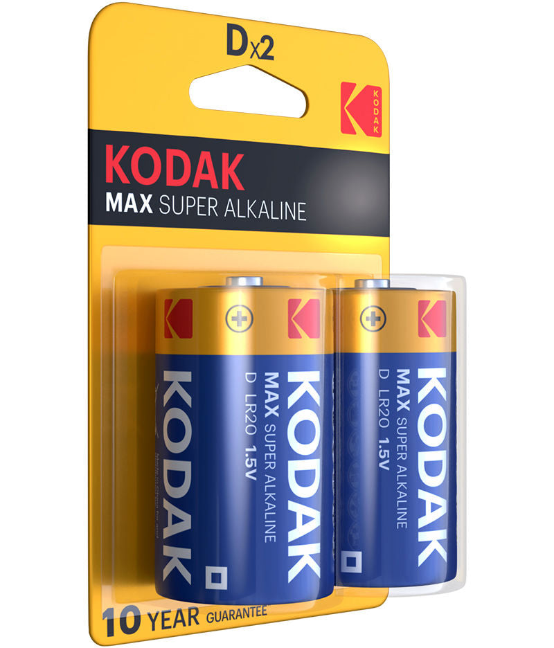 Kodak Max Super Alkaline Battery, LR20, Set of 2 pieces