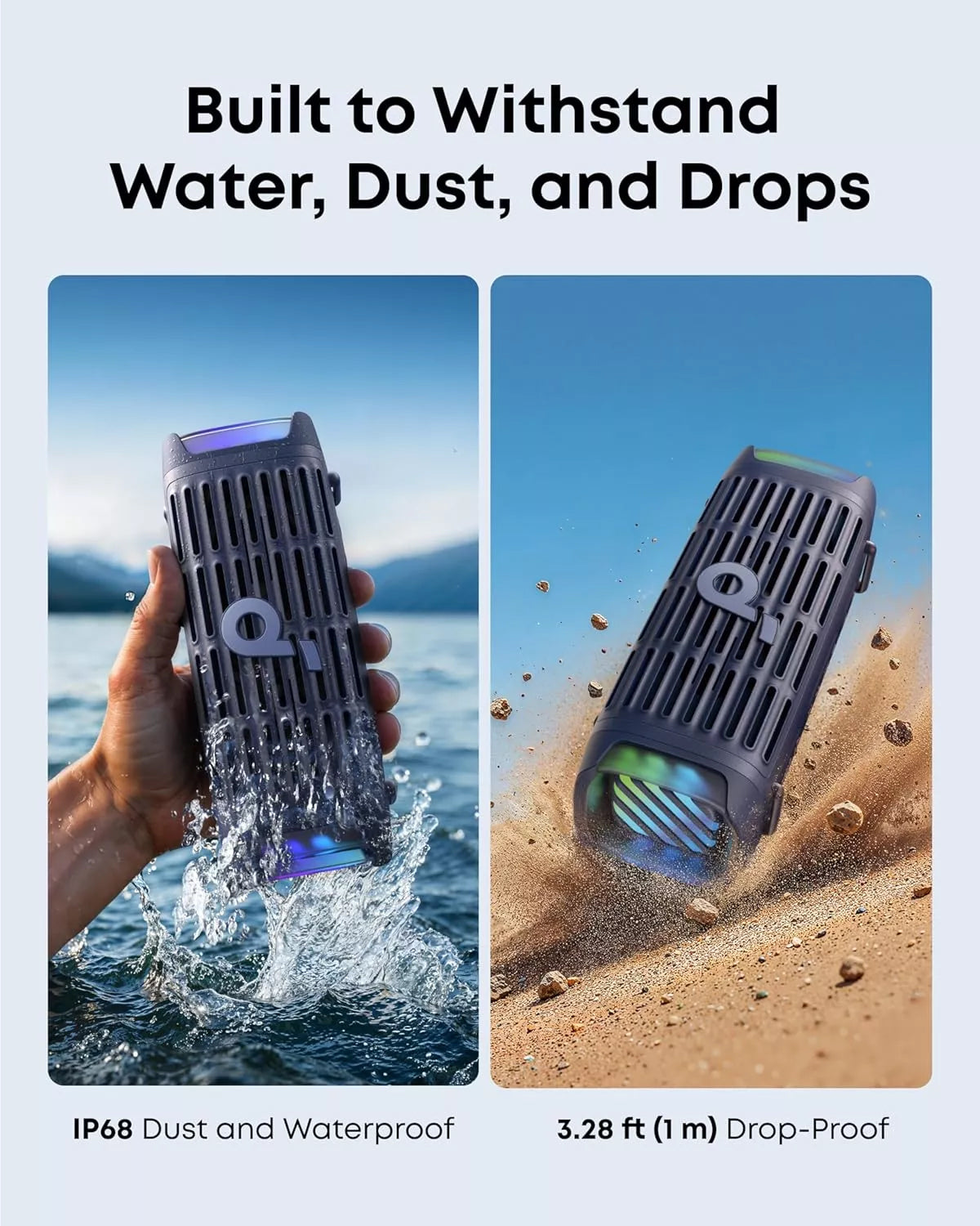 Anker SoundCore Boom 3i Portable Bluetooth Speaker, 50W, RGB, Waterproof, Blue D5100030