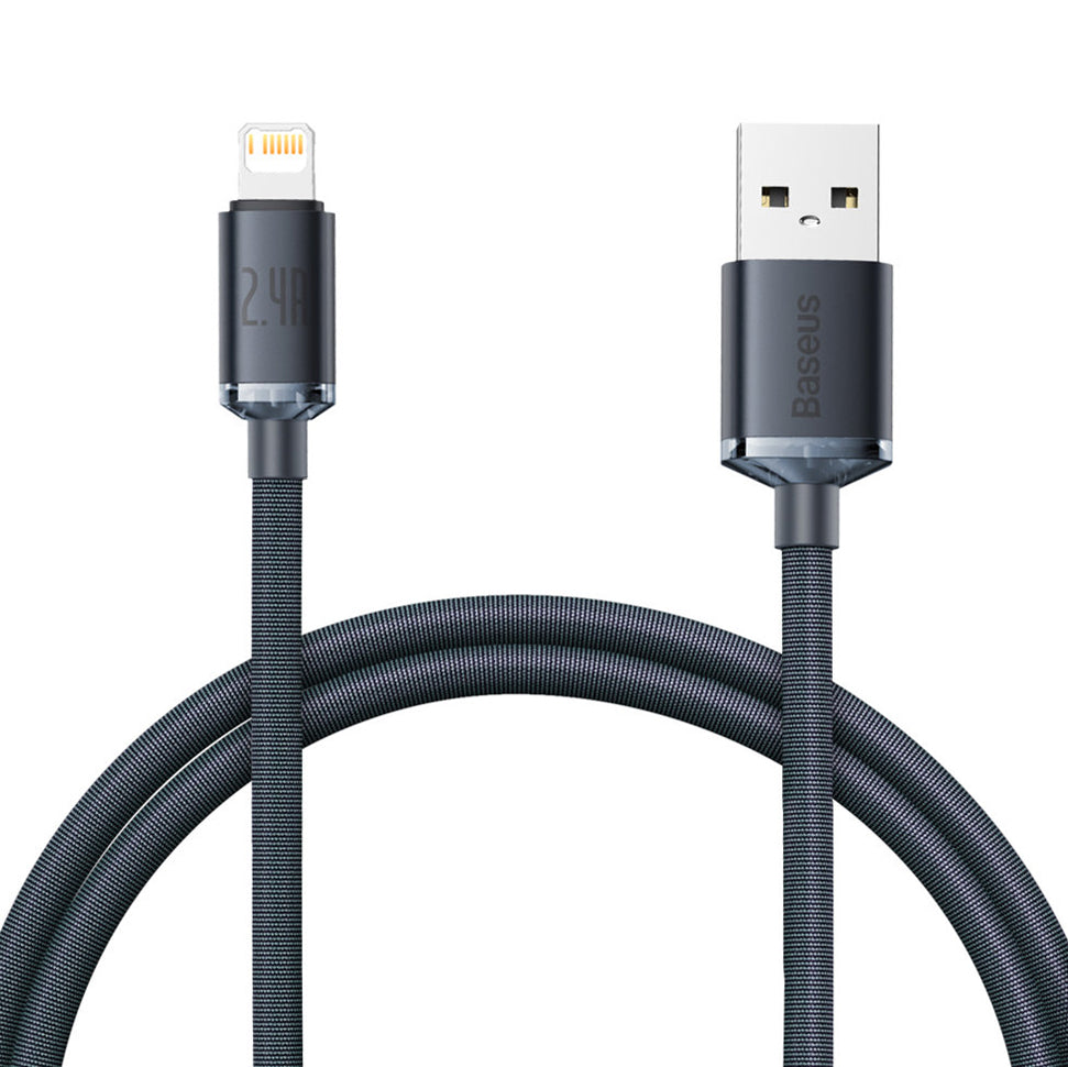 USB-A to Lightning Data and Charging Cable Baseus Crystal Shine Series, 20W, 1.2m, Black CAJY000001
