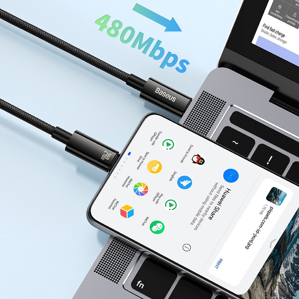 USB-C Data and Charging Cable - USB-C Baseus Tungsten Gold, 240W, 3m, Black CAWJ040201