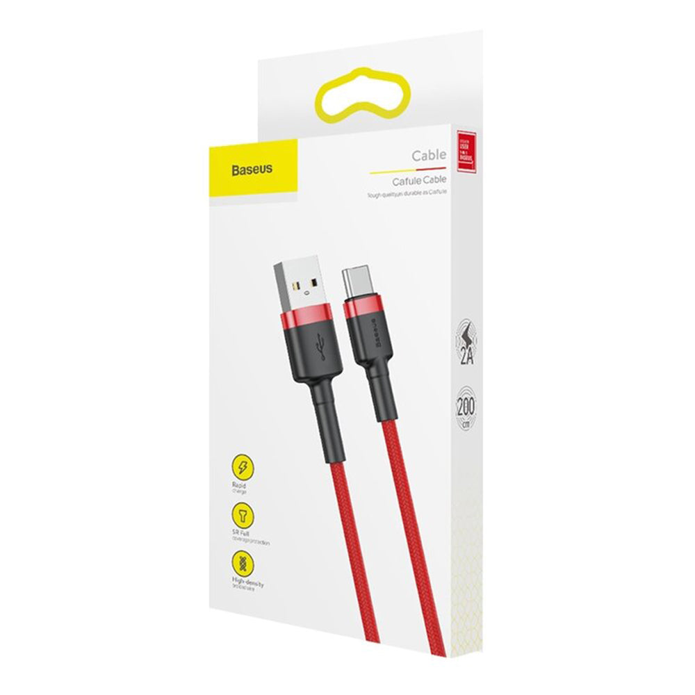 Data and Charging Cable USB-A - USB-C Baseus Cafule, 18W, 2m, Red CATKLF-C09