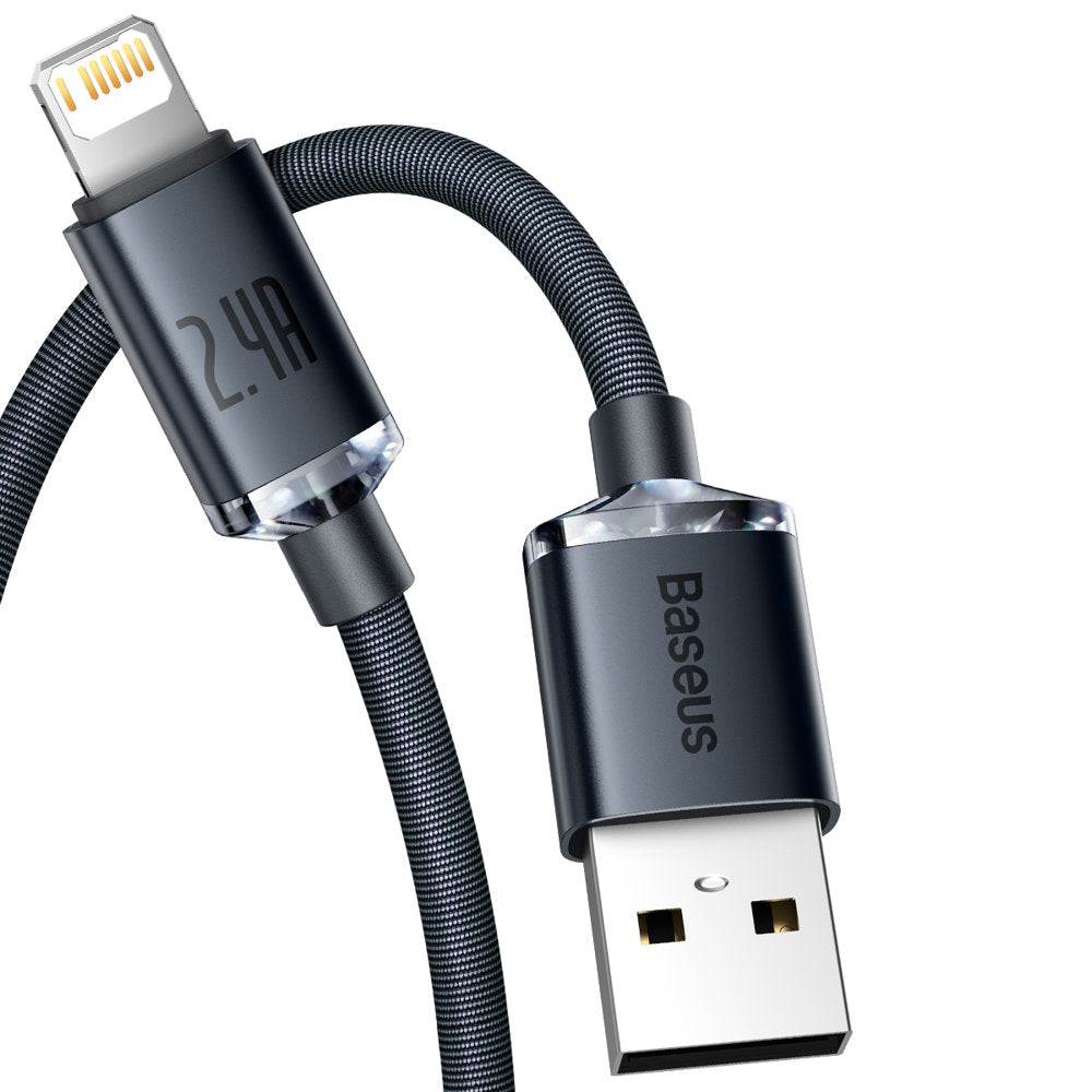 USB-A to Lightning Data and Charging Cable Baseus Crystal Shine Series, 20W, 1.2m, Black CAJY000001