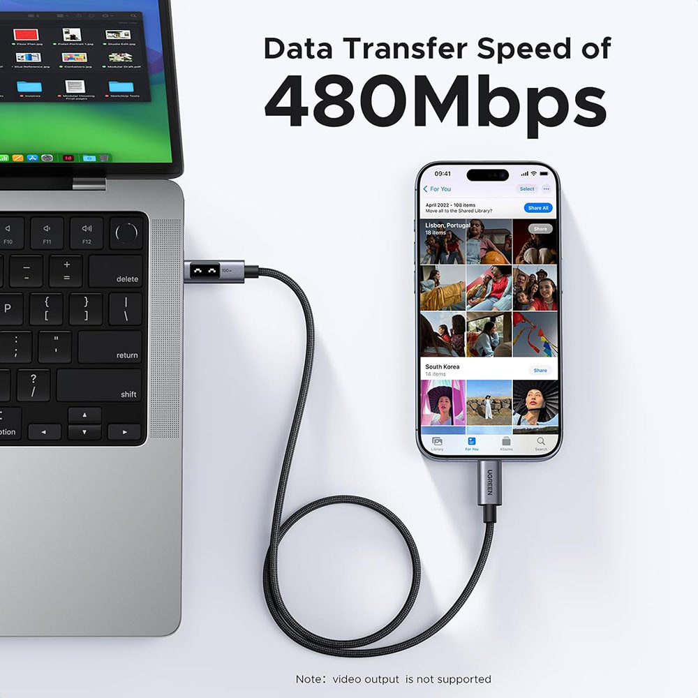 USB-C Data and Charging Cable - USB-C UGREEN L509, 100W, 1m, Gray