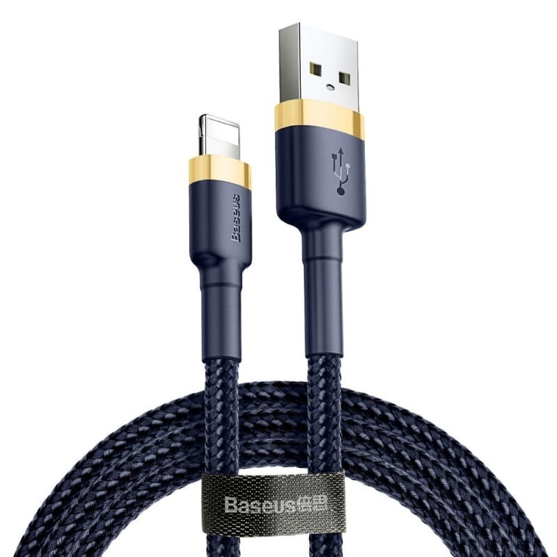 USB-A to Lightning Baseus Cafule Data and Charging Cable, 18W, 2m, Navy Blue CALKLF-CV3