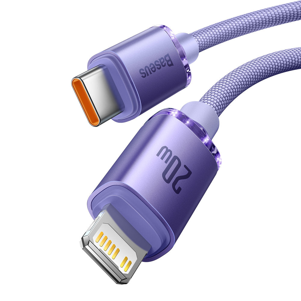 USB-C to Lightning Data and Charging Cable - Baseus Crystal Shine Series, 20W, 1.2m, Purple CAJY000205