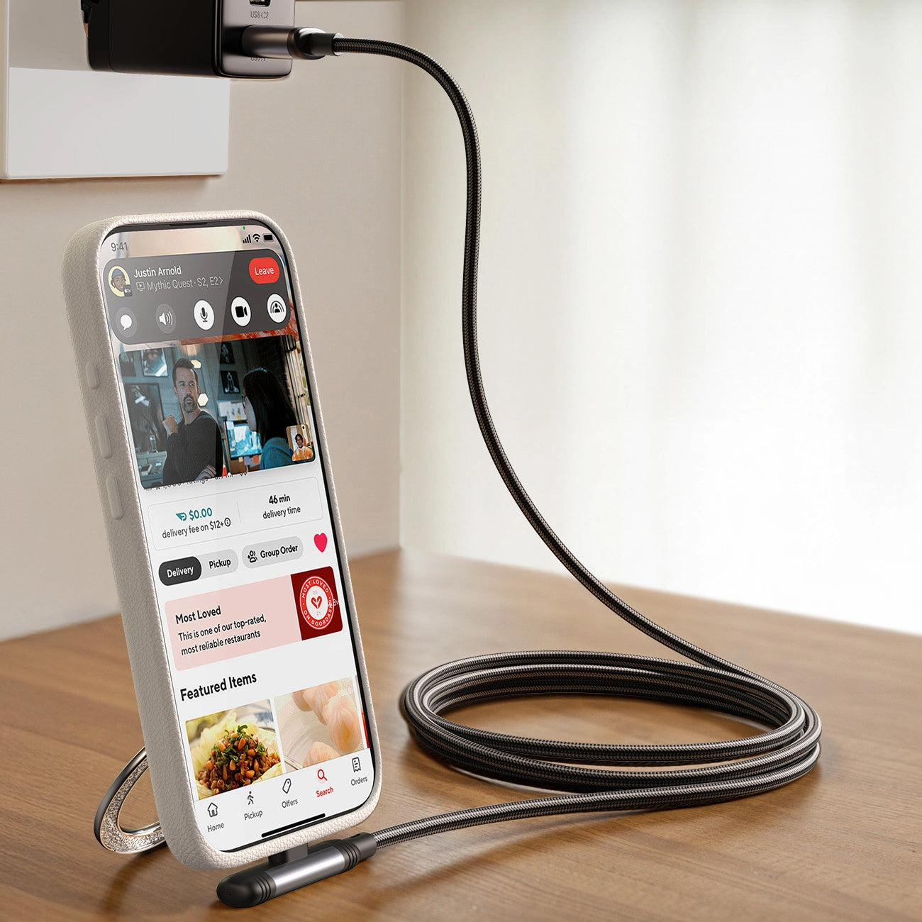 USB-A to USB-C Data and Charging Cable Joyroom S-A56 EnjoyX Angled, 20W, 1.2m, Black