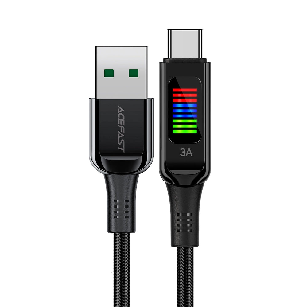 USB-A to USB-C Data and Charging Cable Acefast C7-04, 18W, 1.2m, Black
