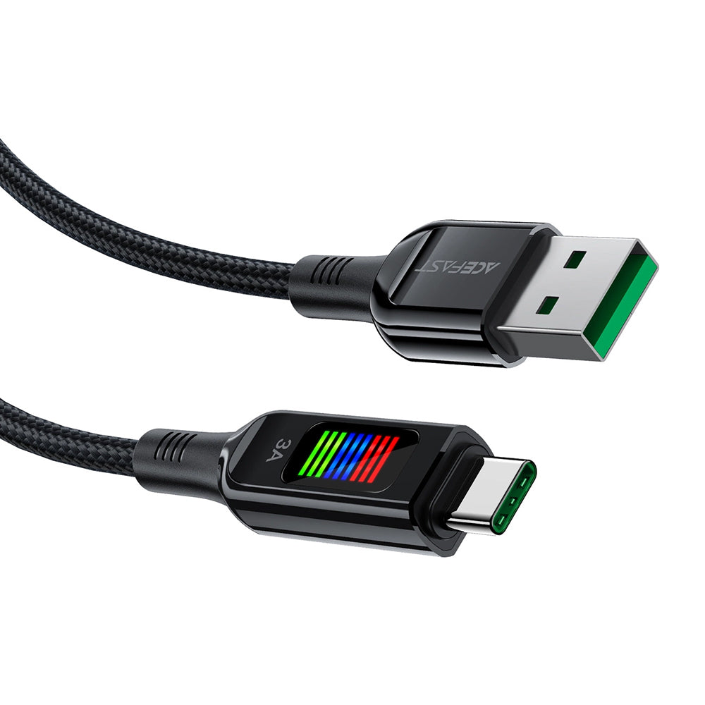 USB-A to USB-C Data and Charging Cable Acefast C7-04, 18W, 1.2m, Black