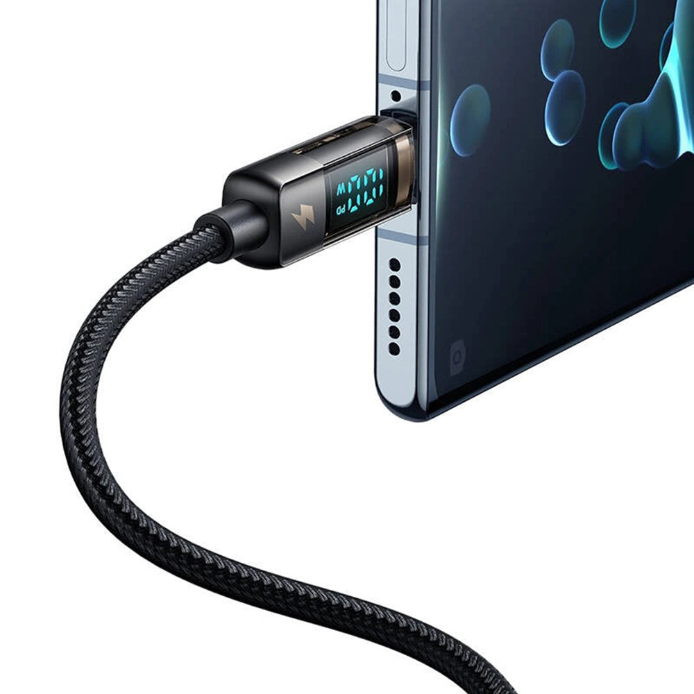 USB-A to USB-C McDodo CA-3630 Data and Charging Cable with Auto Power Off Display, 66W, 1.2m, Black