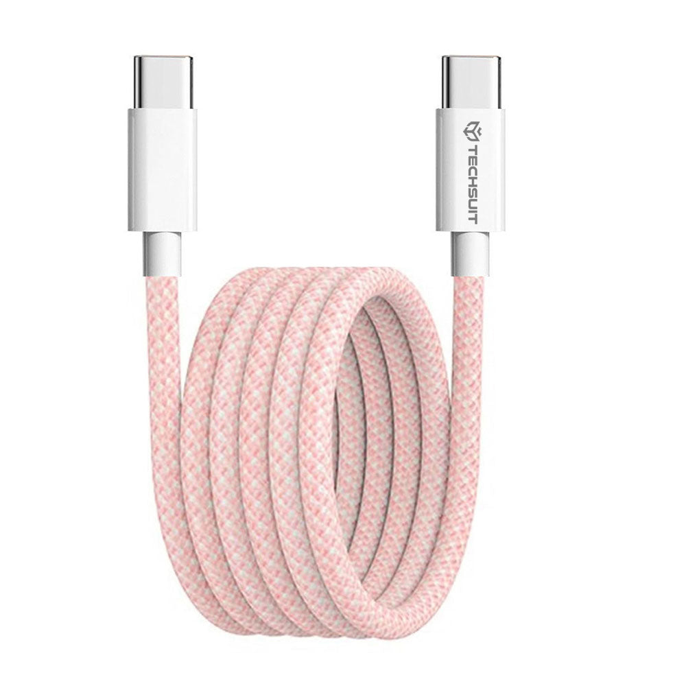 USB-C Data and Charging Cable - USB-C Techsuit PCB114D, 60W, 1m, Pink