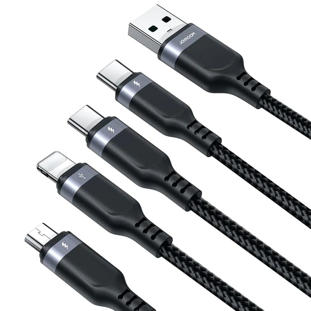 USB-A Charging Cable - Lightning / microUSB / 2 x USB-C Joyroom S-A18 4in1, 20W, 1.2m, Black