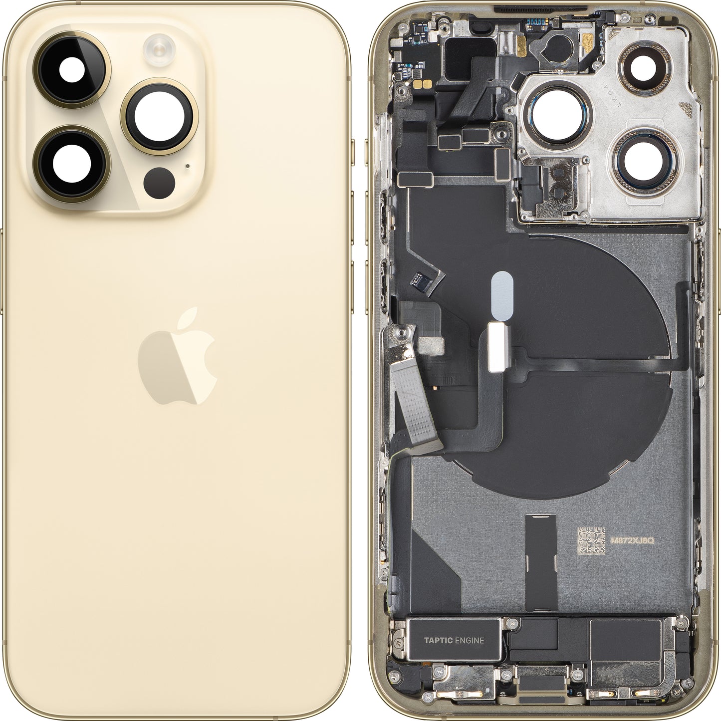 Apple iPhone 14 Pro Battery Cover, With Middle Case, US Version, Gold, Premium Swap