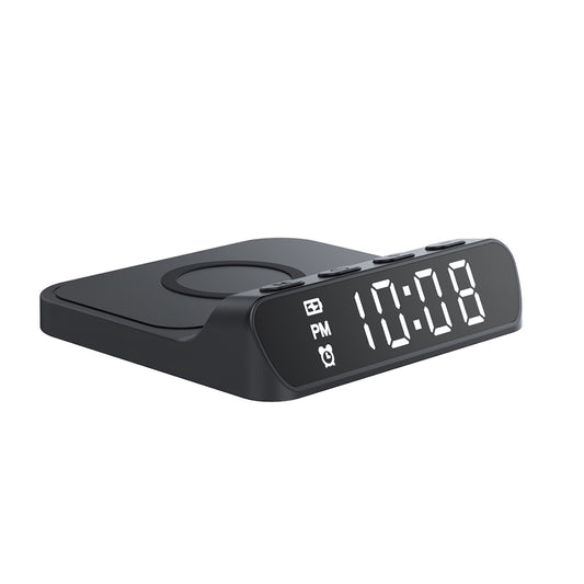 HAVIT W3031 Digital Clock with QI Wireless Charging, Black