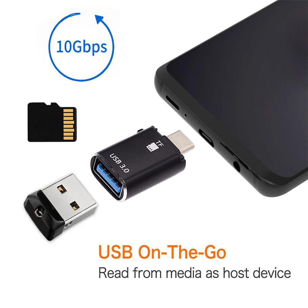 USB-C Techsuit AluVoltX Card Reader, USB-A (OTG) - microSD, Black