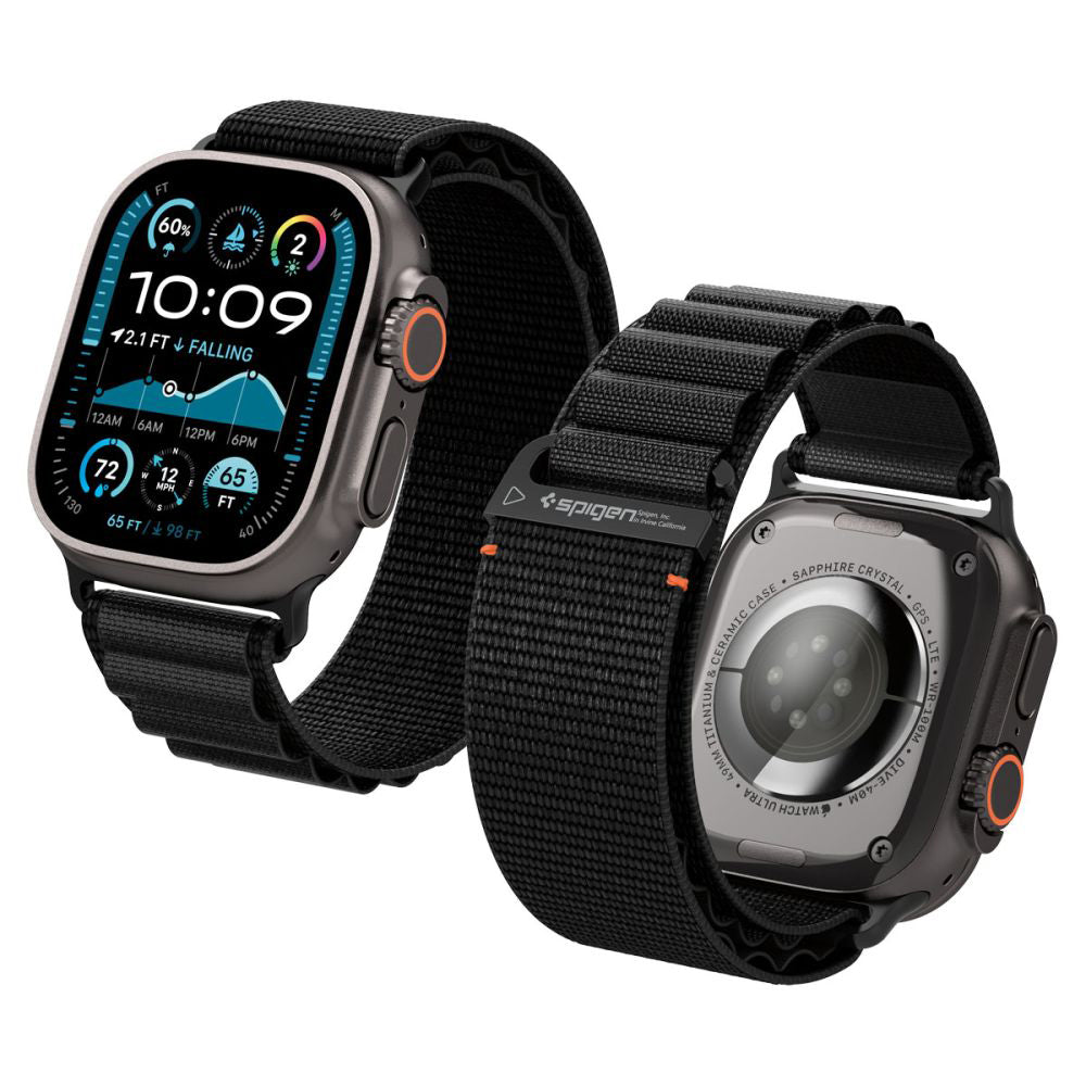 Spigen WBF1 Strap for Apple Watch 49mm / 46mm / 45mm / 44mm Series, Black AMP10144
