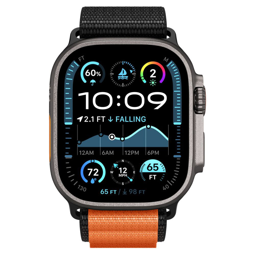 Spigen WBF1 Strap for Apple Watch 49mm / 46mm / 45mm / 44mm Series, Black Orange