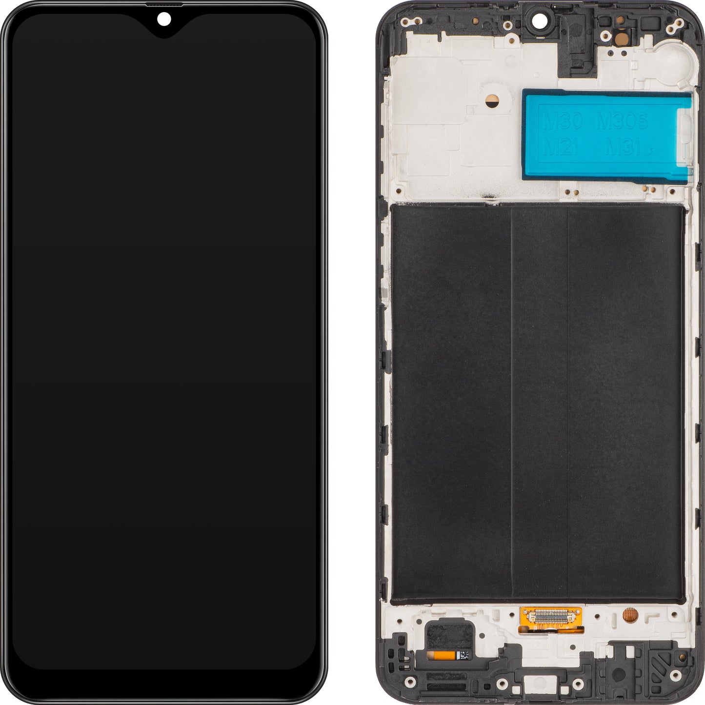 Touchscreen MP Display compatible with Samsung Galaxy M31 M315 / M21 M215 / M30s M307 / M30 M305, with Frame, OLED Version, Black