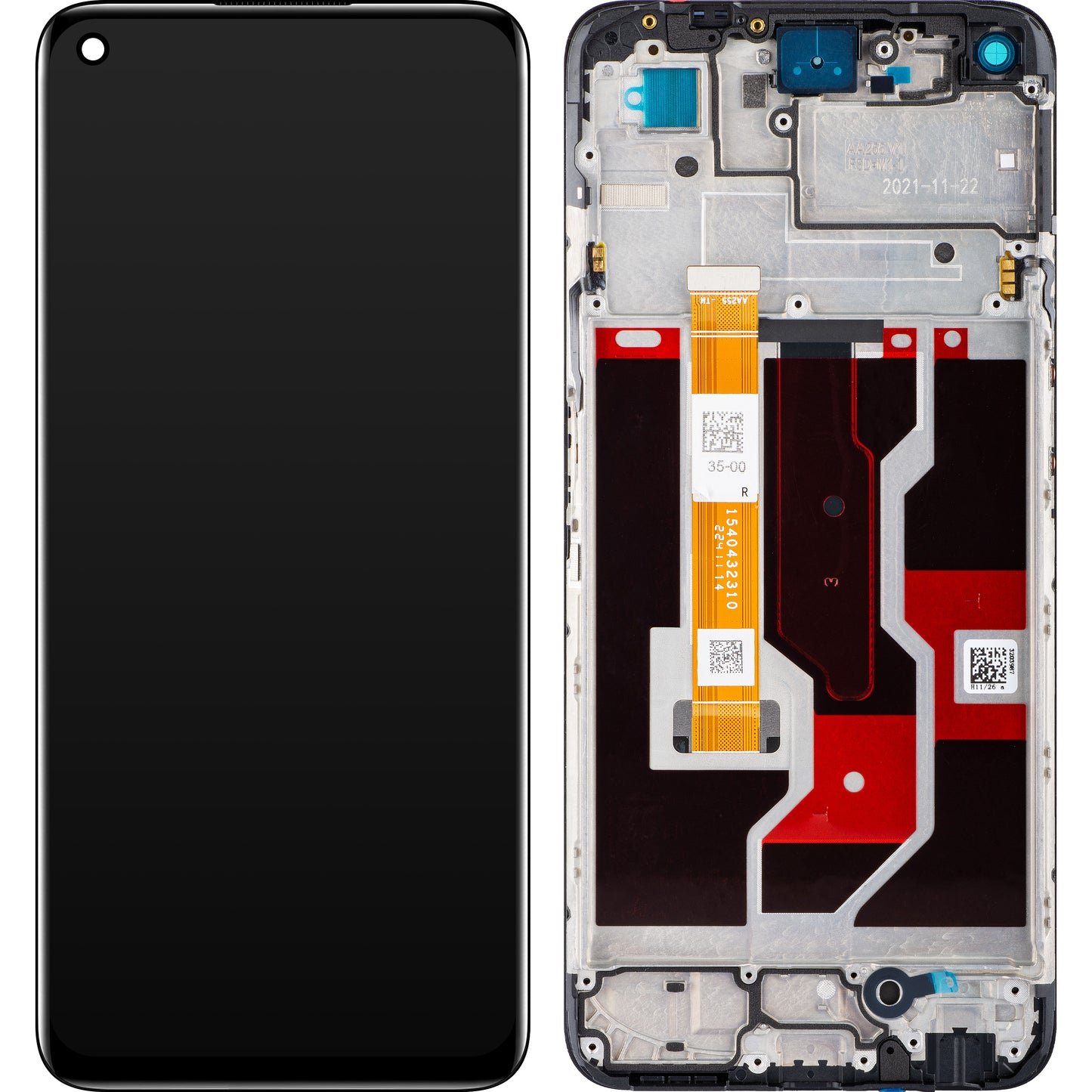 Oppo A96 Touchscreen Display with Frame, Black, Service Pack 4130058