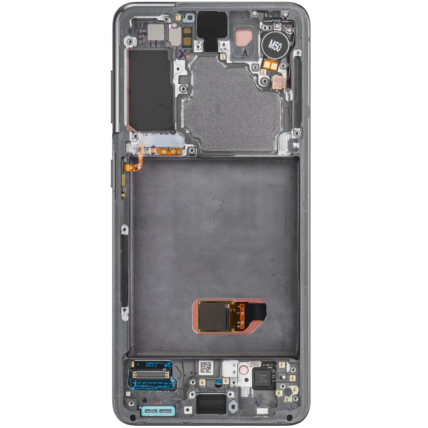 Touchscreen Display Samsung Galaxy S21 5G G991, with Frame, Grey, Service Pack GH82-27256A