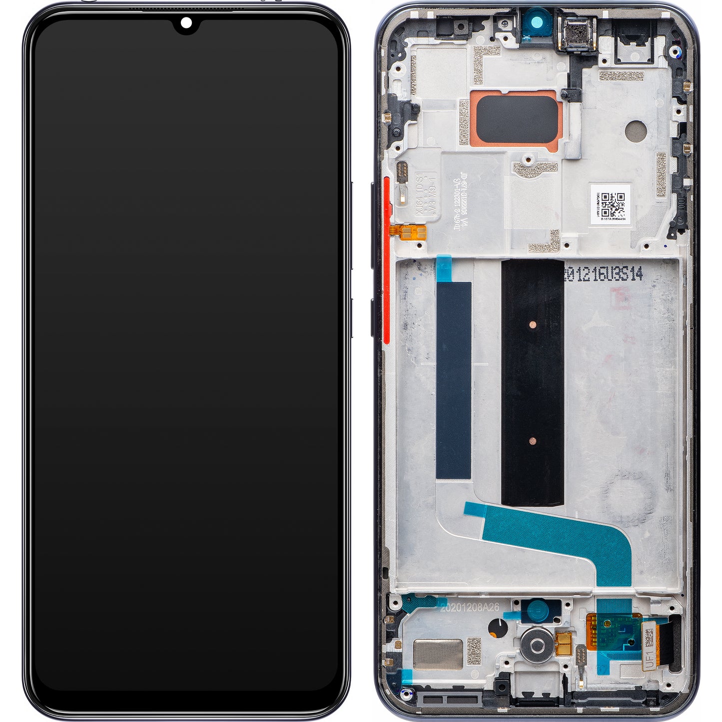 Xiaomi Mi 10 Lite 5G Touchscreen Display with Frame, Gray, Service Pack 56000400J900