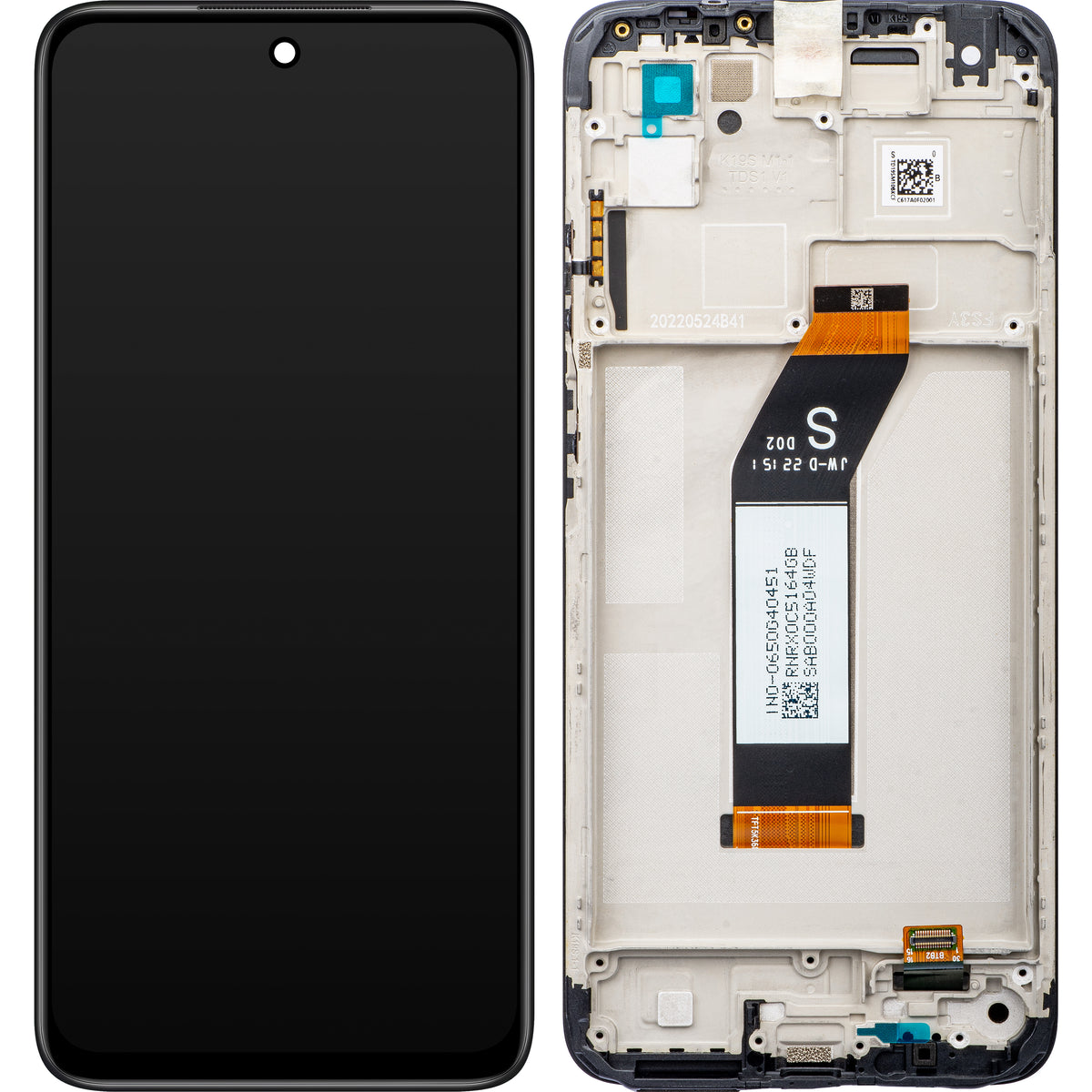 Touchscreen Display Xiaomi Redmi 10 2022, with Frame, Carbon Gray, Service Pack 560001K19S00