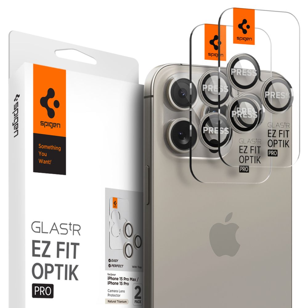 Spigen GlastR EZ FIT Optik Pro Rear Camera Protector for Apple iPhone 16 Pro Max, Tempered Glass, Set of 2 pieces, Grey AGL07163