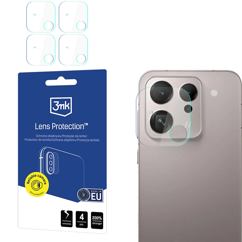 Back Camera Protection Film 3MK Protection for Oppo Find X9, Tempered Glass, Set of 4 pieces, Transparent
