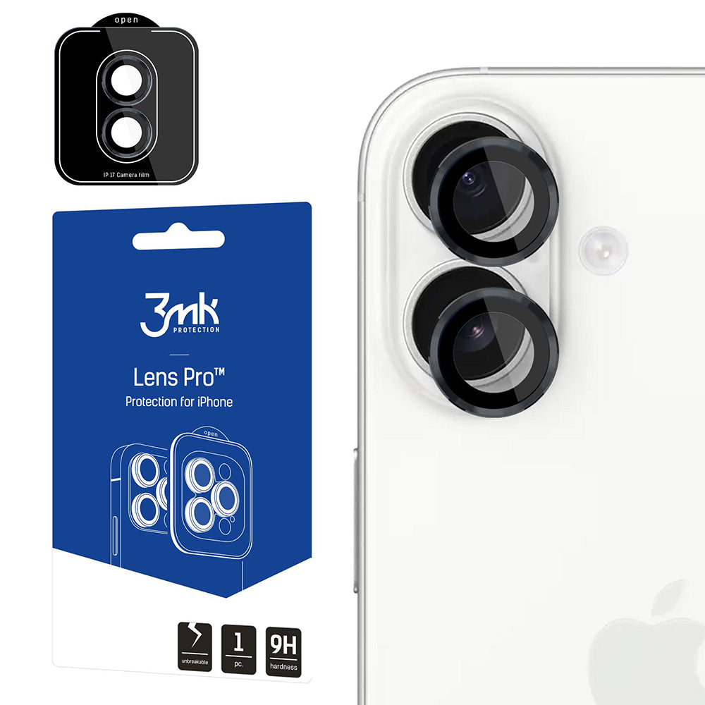 Rear Camera Protection Film 3MK Protection Pro for Apple iPhone 17, Tempered Glass, Black