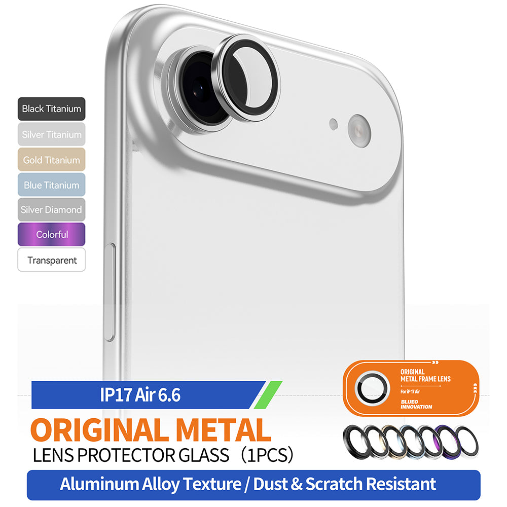 Blueo Metal Frame Rear Camera Protection Film for Apple iPhone 17 Air, Tempered Glass, Transparent