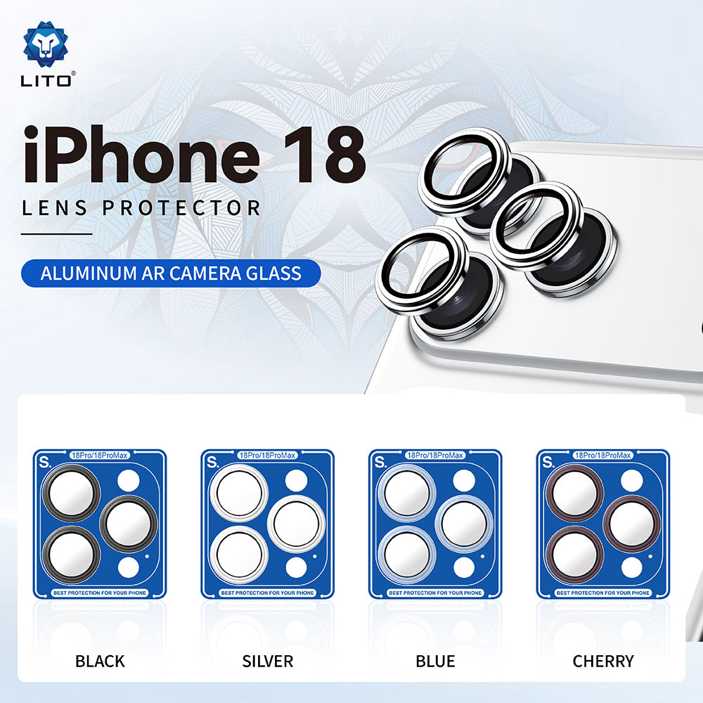 Lito S+ Rear Camera Protective Film for Apple iPhone 18 Pro / 18 Pro Max, Tempered Glass, Black