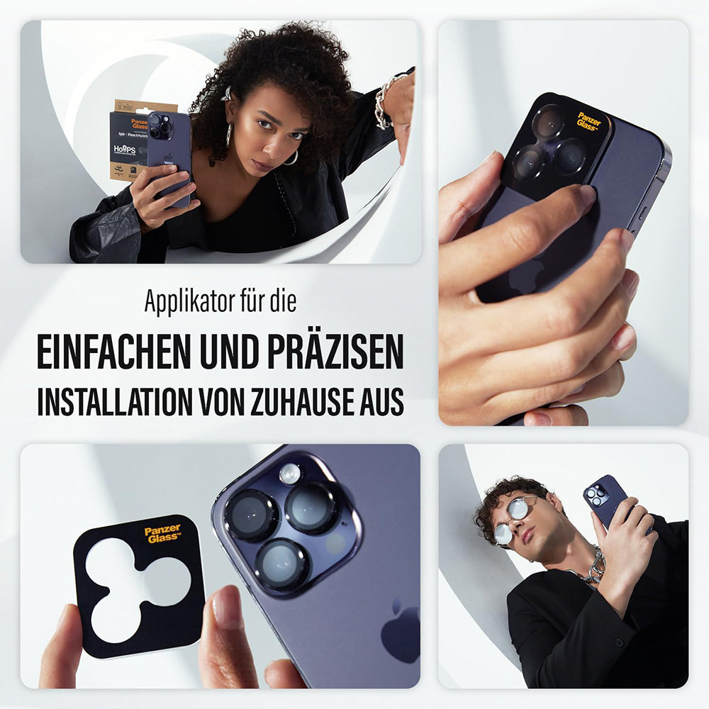 PanzerGlass Hoops Rear Camera Protection Film for Apple iPhone 17 Pro Max / 17 Pro / 16 Pro Max / 16 Pro, Tempered Glass, Black