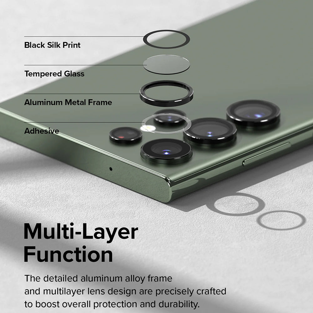 Ringke Rear Camera Protection Film for Samsung Galaxy S23 Ultra S918, Tempered Glass, Black